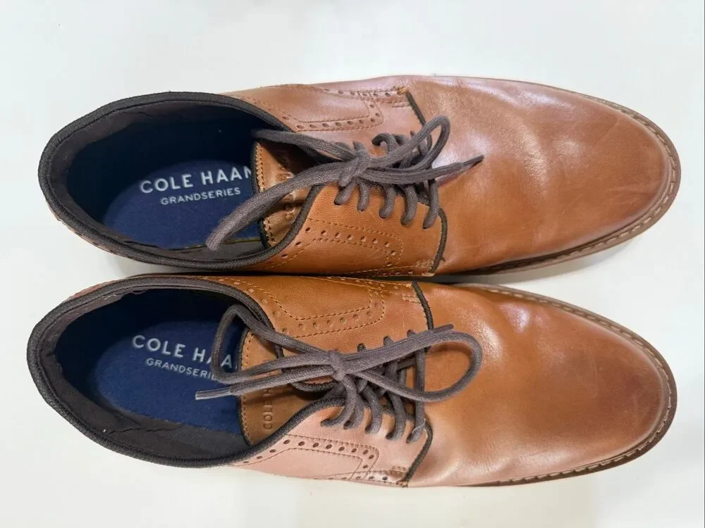 Cole Haan Grand Series Lace Up Oxford Loafer Brown Leather Office Prep Size 10.5